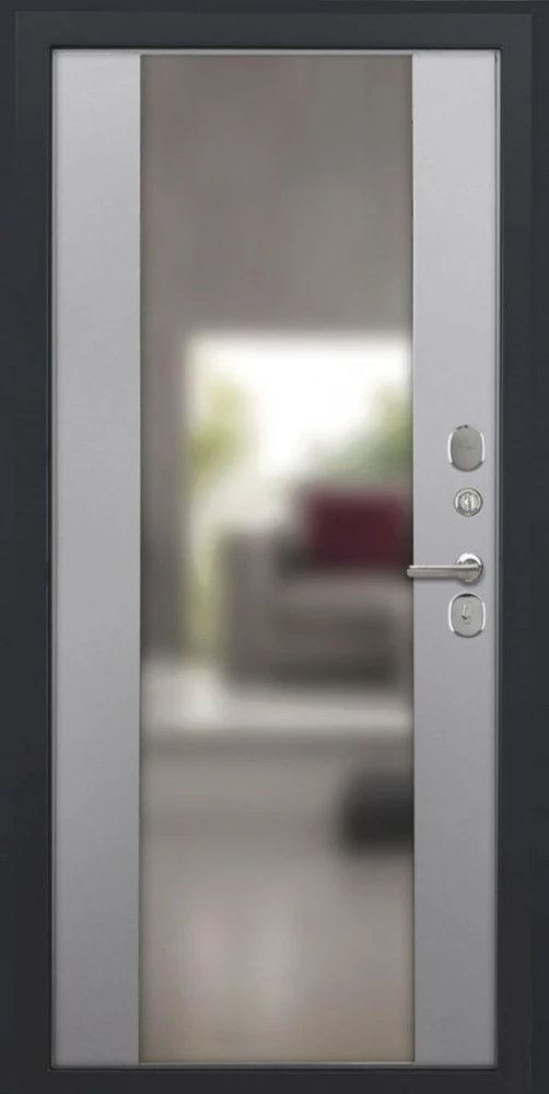 Входная дверь ДвериПРО L Термо Алиса (16мм, ПВХ софт грей, зеркало) DPRO200120 внутренняя сторона